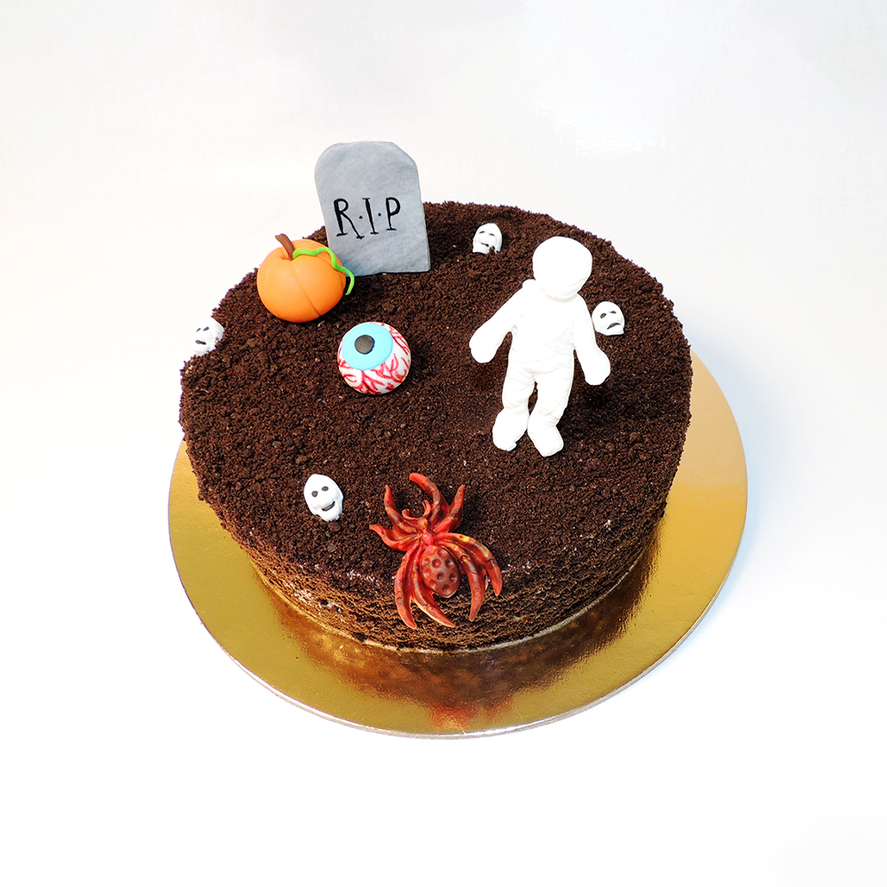 Halloween Chocolate Truffle cemetery theme cake 1kg