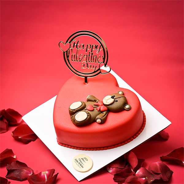 Valentine Teddy My Love Chocolate Fondant Cake - 4 portions